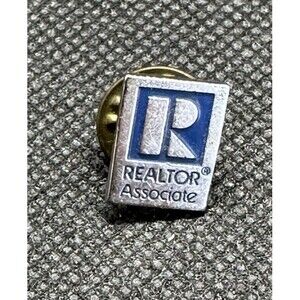 Vintage Realtor Associate Hat Jacket Lapel Pin Lapel Blue Silver Tie Tack Brooch
